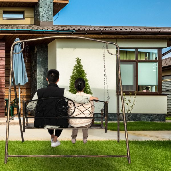 

leisure and comfortable garden swing rocking chair paint brush gold worn out outdoor garden iron art swing frame black couple swing