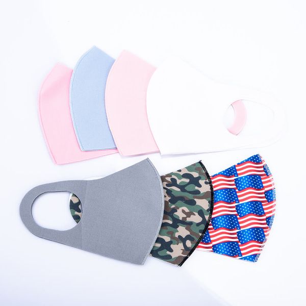 

us stock fashion ice silk designer face masks solid color reusable washable protective dustproof earloop cloth cycling masks