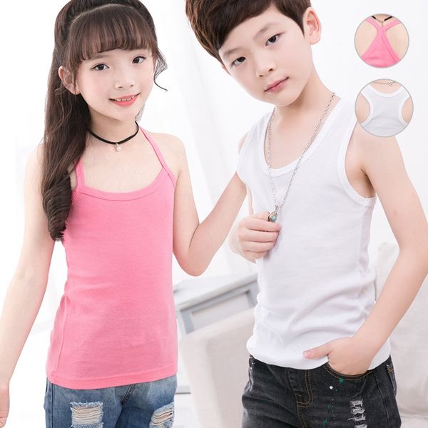 

children's summer boy's girl's small camisole i-shaped children's cotton summer cotton boy's vest girl's small, Blue