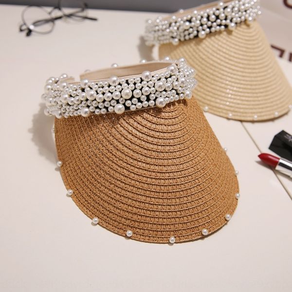 

2019 net red small fragrant wind pearl children's pearl straw summer empty straw hat sunscreen sun hat, Blue;gray