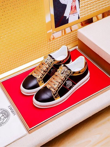 

2020k luxury custom medusa printed low-lace-up casual sports shoes, high-end fashion wild men's shoes, size: 38-45, Black