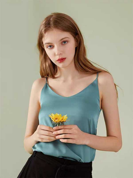

korean silk spaghetti strap deep v neck turkey blue satin basic camisole beach sun backless tank base undershirt, White