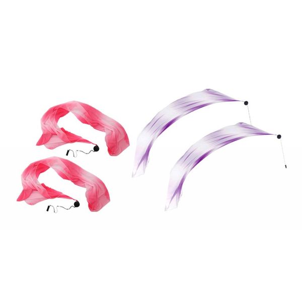 

2 pairs veil poi throw balls imitated silk adjustable belly dance, Blue