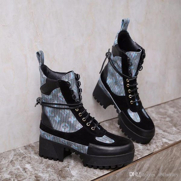 

women leather shoes high -fashion winter snow motorcycle ankle boots laureate platform desert boot chaussures de femme luxury womens l97, Black