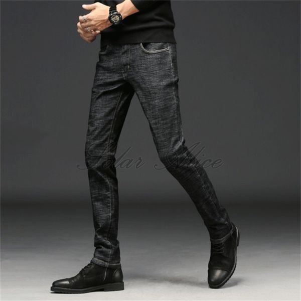 

men's jeans 2021 spring and autumn small feet youth stretch slim pencil casual pants black, Blue