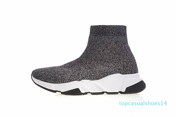 

men luxury 2019 new paris speed trainers knit sock shoe original luxury designer mens womens sneakers high casual t14, Black