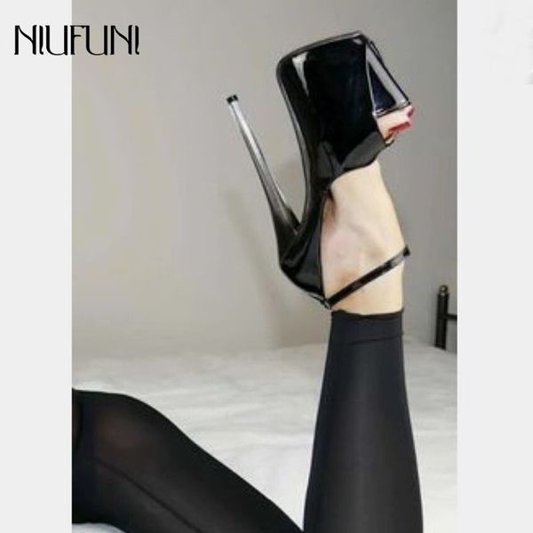

super high heels 18 cm women party shoes sandals stiletto woman platform pumps ankle strap peep toe fashion nightclub black y200620