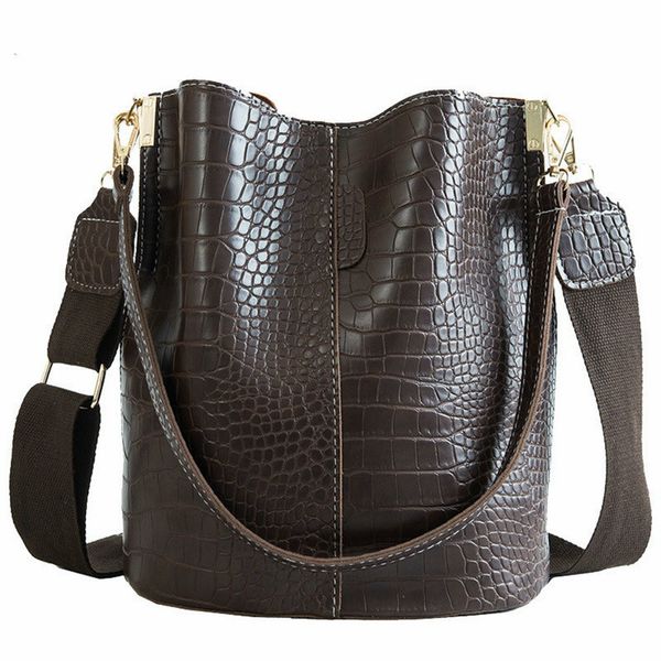 

Cyber Monday Retro Vintage Fashion Female Tote Bag New PU Leather Women's Designer Handbag Alligator Bucket Bag Shoulder Messenger Bag