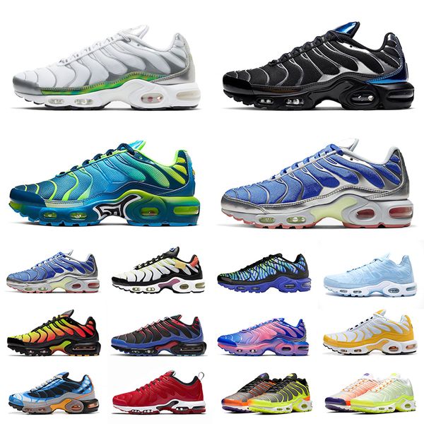 

outdoor tn plus se running shoes men women trainer fade chorome triple white metallic black breathable mens fashion sports sneakers