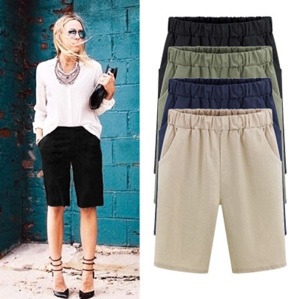 

2020 summer women short fashion loose wide leg long shorts casual shorts womens plus size m-6xl, White;black