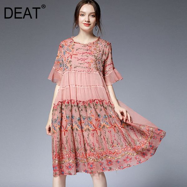 

deat] 2020 new fashion fast delivery large size xl-4xl summer dress women lace embroidery short sleeve loose elegant thin ap795, Black;gray