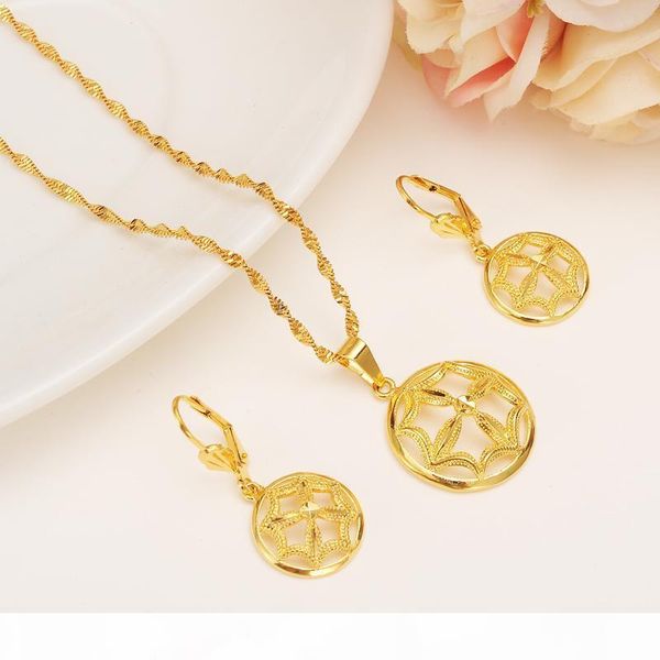 

r 14 k yellow solid fine gold filled new trendy umbrella imperial crown pendant earrings initial chain women nice jewelry, Silver