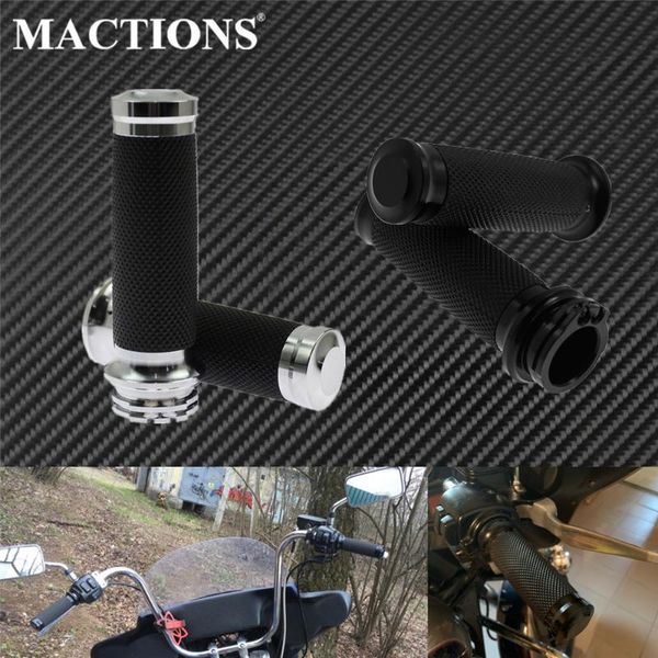

motorcycle 1"25mm hand grips universal cnc handle bar grip black/chrome for dyna softail sportster xl xr vrsc touring