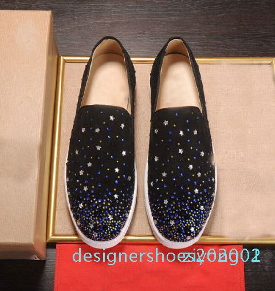 

fashion designer mens shoes low cut pointed flat red bottom leather casual party designer men and women shoes size 35-46 z02, Black