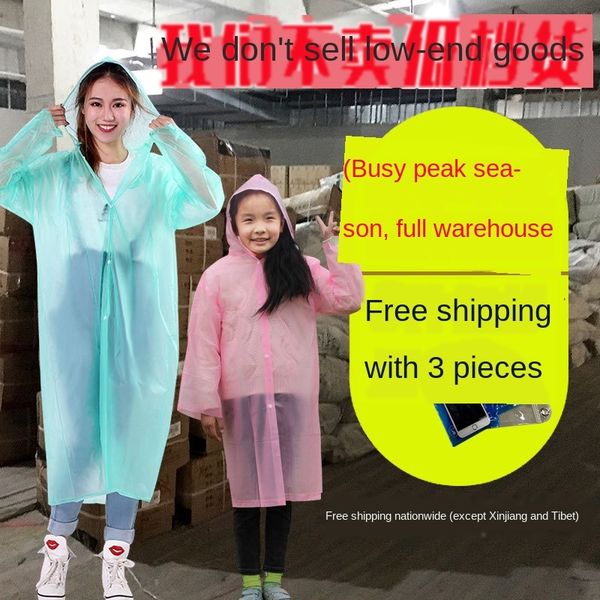 

84c0e thickened disposable thickened disposable transparent raincoat children's travel hiking concert outdoor transparent raincoat for, Red;brown