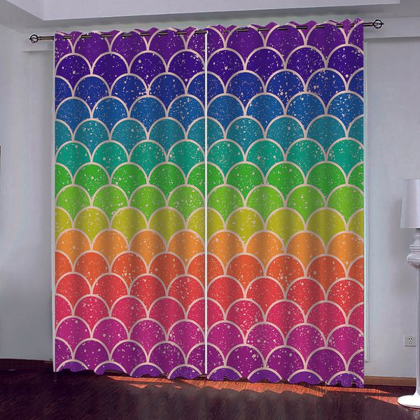 

3d curtain p custom size colorful fish scales curtains for bedroom curtains for living room decorative curtain