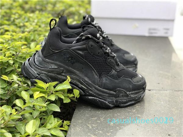 

1paris 2019 new designer shoes men and women luxury triple s sports platform shoes outdoor casual shoes sizes 36-44 c19, Black