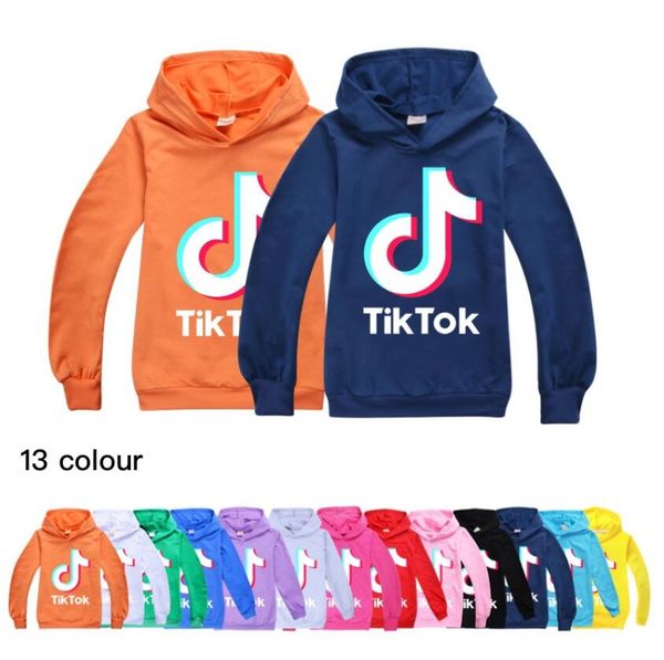 

tik tok дети с длинным рукавом толстовки мальчик / девочка tops подросток дети tiktok толстовка куртка с капюшоном пальто хлопка одежды, Black