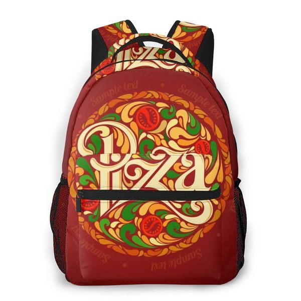 

pizza print casual daypack travel school bag with pockets for women college
