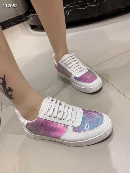 

louis vuitton lv shoes последняя белая низко верхние прогулочная обувь hococal прозрачных печатей роскошных дам высоких кроссовки холста муж, Black