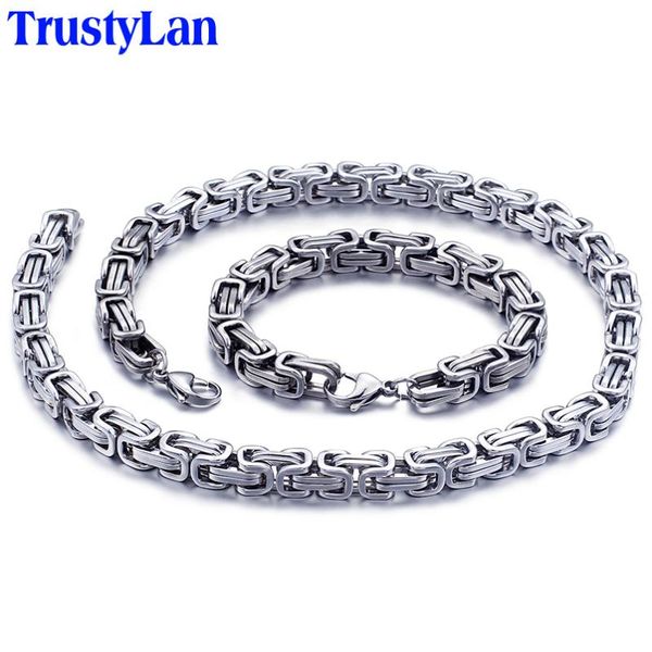 

trustylan cool bracelet for men women 5/6/8mm thick link chain stainless steel mens bracelets 2020 chains jewelry long necklace, Black