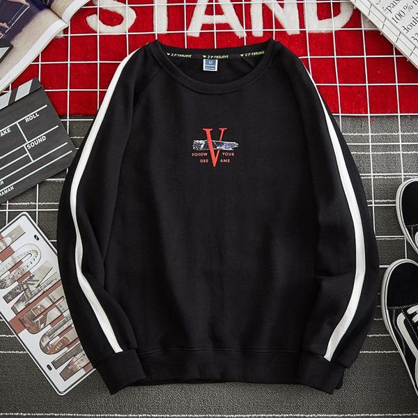 

2020 autumn men's t-shirt men's long-sleeved sweater men white base trend t-shirt spring and autumn cj6003, White;black