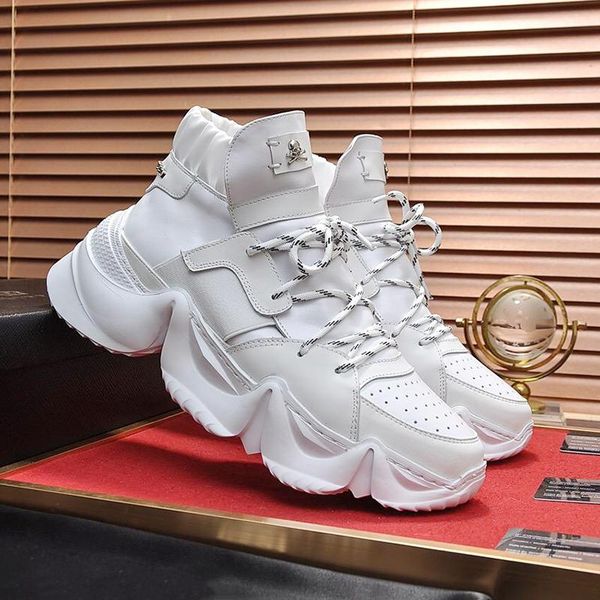 

mens shoes casual outdoor fitness footwears hi -sneakers monster 0 .2 luxury style leather herren sportschuhe fashion lace, Black