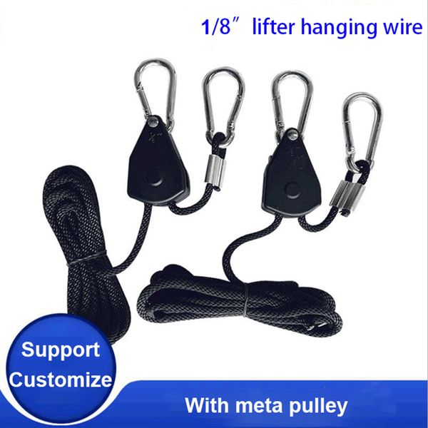 

1/8" adjustable light lifters hangers rope ratchet lights lifters reflector led grow zinc alloy hook plastic pulley