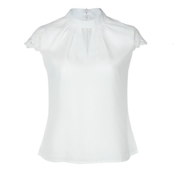

2020 new blouse women summer white lace solid short sleeve womens and blouses hollow out lace chiffon casual woman blouse