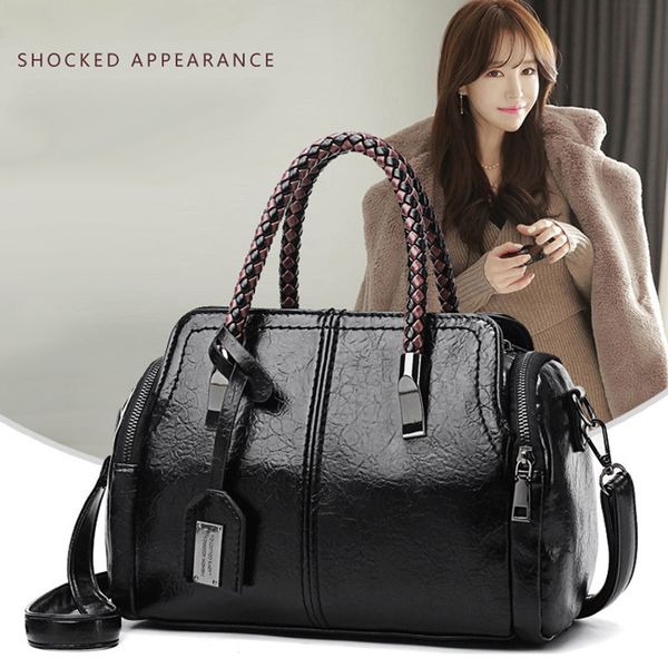 

women retro pu leather shoulder bag lady large handbag crossbody bag -opk