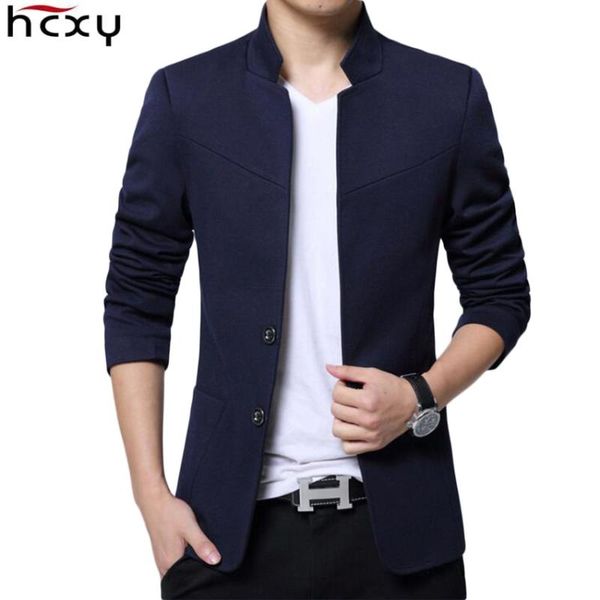 

hcxy 2020 men's blazer men casual suit jacket male standing collar blazers for men slim fit solid smooth fabric, White;black