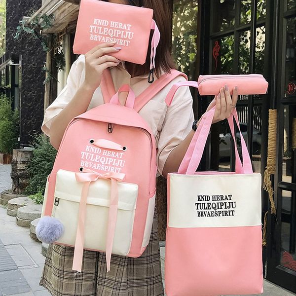 

bt9u3 harajuku girl backpackstyle junior campus four-piece bag harajuku four-piece backpack backpack girl bag high school backpackstyle jun