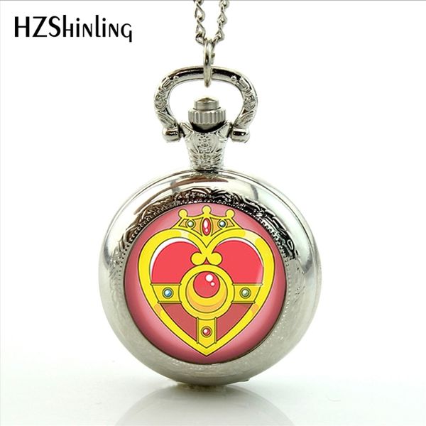 

2020 new arrival sailor moon pocket watch handmade glass dome sailor moon heart necklaces p locket necklace jewelry, Silver