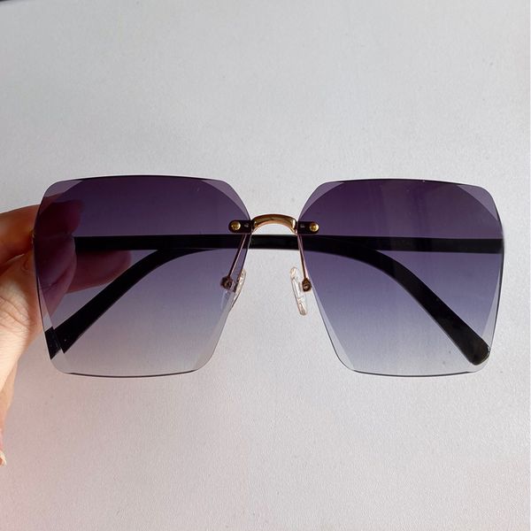 

grey with 2020 rimless square gradient women fashion box oversize sale lens men sunglasses eye original wear, White;black