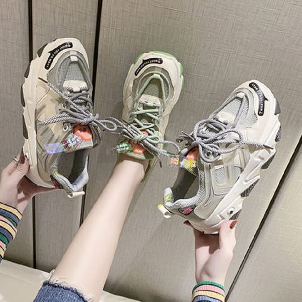 

women's shoes 2020 summer new fashion wild student casual sports shoes thick bottom increased, Black