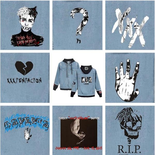

rip xxxtentacion denim jacket fashion streetwear men women denim jacket coat harajuku hip hop popular hooded unisex, Black;brown