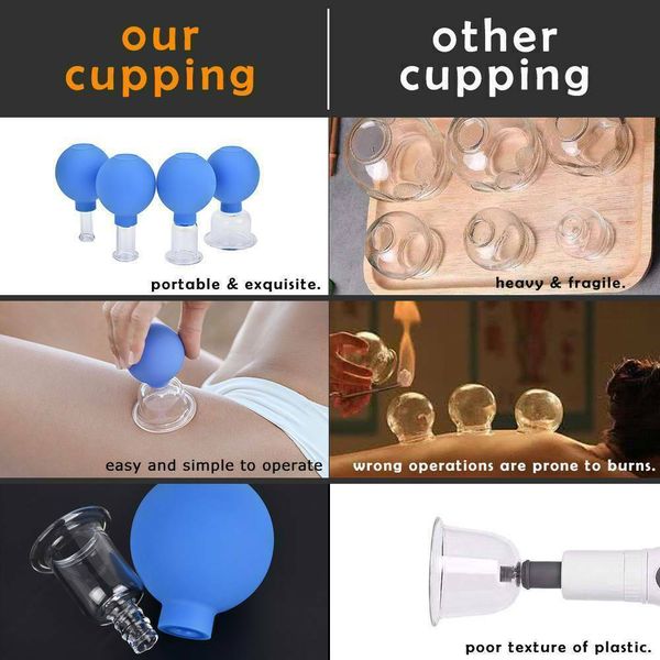 

набор 4 чашки стеклянные банки вакуумного массажа против целлюлита отсоса тела лица шеи