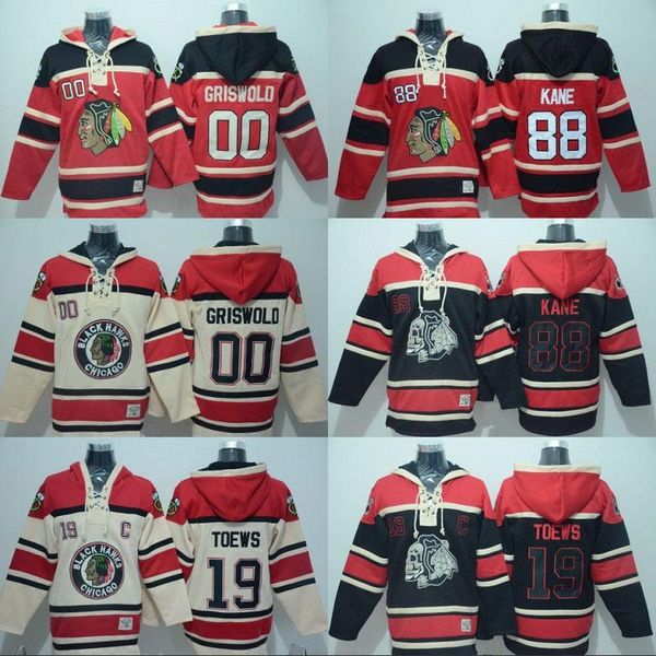 

chicago blackhawks custom hoodies jersey 00 clark griswold 19 jonathan toews 88 patrick kane sweatshirts hoodies hockey jerseys, Black;red