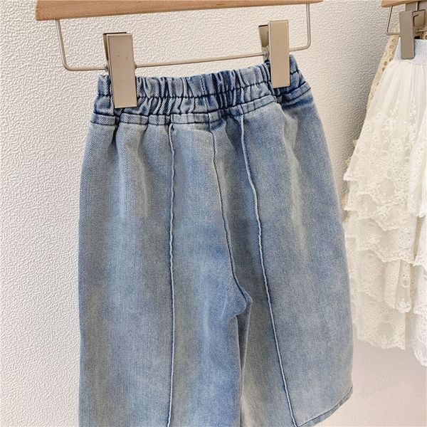 

children's wide-legged new girls' personalized comfortable denim pants small jeans and jeans and medium-sized children's loos, Blue