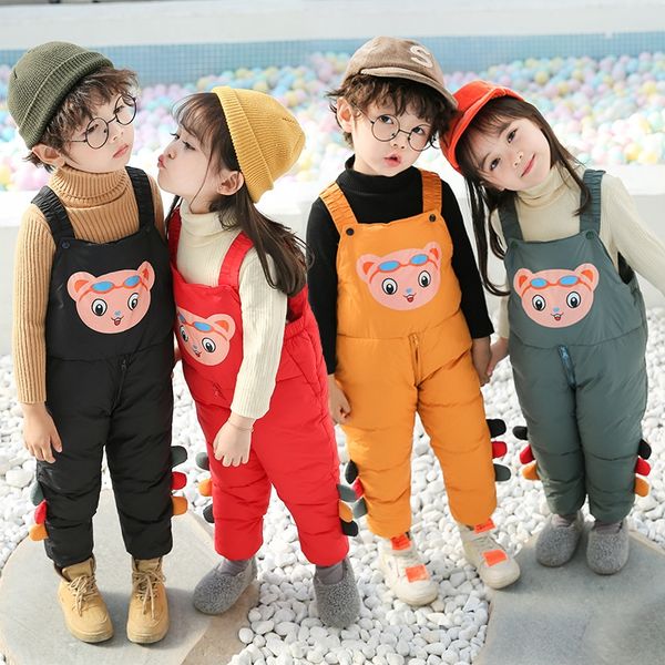 

new children's down belt thickened trousers cotton trousers jumpsuit baby thickened pants wear boys and girls winter cotton pants, Blue