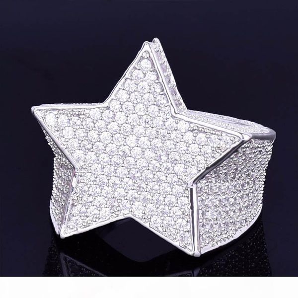 

r the bling king fashion star rings 18 k gold color full iced cubic zirconia hiphop ring jewelry for men and women drop shipping, Golden;silver