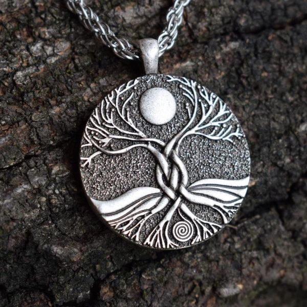 

celtics triple moon goddess wicca amulet tree of life necklace, Silver