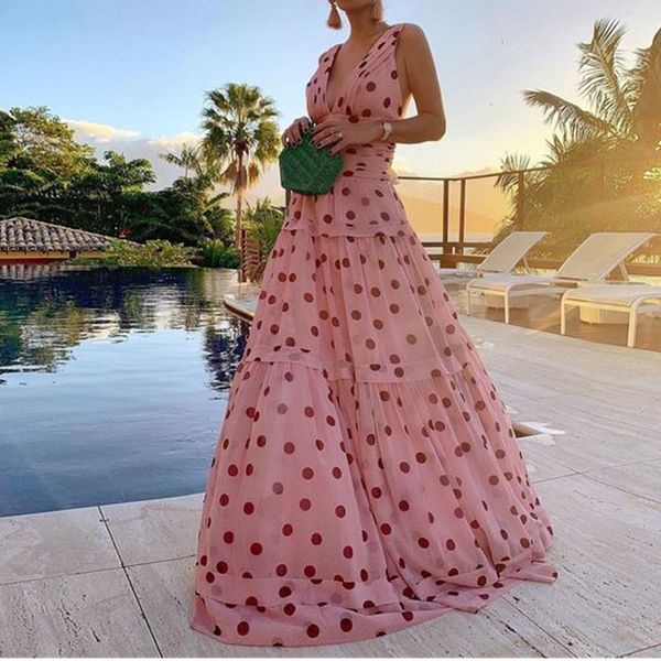 

шифон горошек printed макси платье, Black;gray