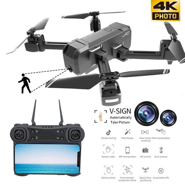 

smart wifi fpv rc foldable drone 4k camera ultra hd dual camera drone headless mode one-touch landing quadcopter kids gifts