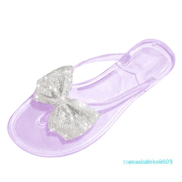

women indoor women slippers bow flip-flops flash flats slippers rain jelly shoes bow-knot bling home for men zapatos t01, Black