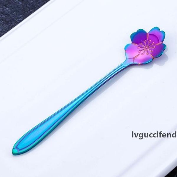 

2019-10 factory direct creative stainless steel casual coffee spoon stirring vacuum plating titanium nordic leaves spoon honey dessert spoon