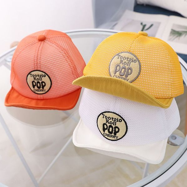 

pop embroidery sunscreen cap cap net summer new baby full-mesh breathable baby hat sunscreen hat mz9259, Yellow