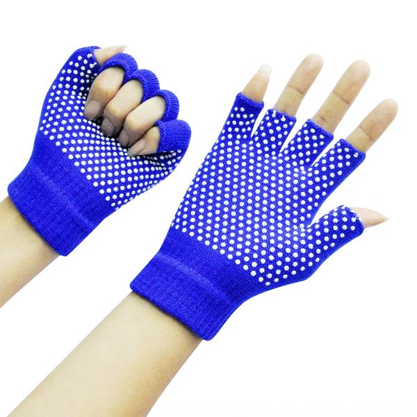 

winter warm half outdoor sports warm finger gloves outdoor sports dot particle anti-slip fitness yoga gloves, Blue;gray