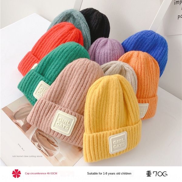 

2019 male and pullover female children korean candy color children's wool knitted letter pullover cap wool cap fashion ad8, Blue;gray