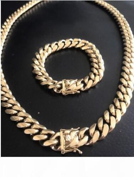 

harlembling 14мм мужчины майами кубинский ссылка браслет цепи set 14k позолоченный, Silver
